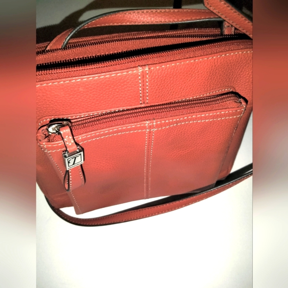 Tignanello (Small) Rouge Red 100% Leather Functionista X-Body Crossbody Bag